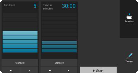 Therapy screen – Dark mode
